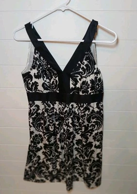 Women's Loft Lightweight Slip Dress Black/White Classic Size 4Petite - Image 1 of 4