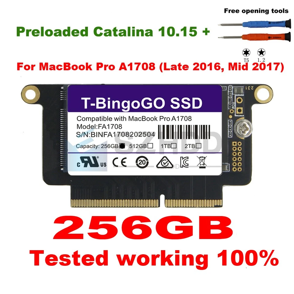 256GB PCI-E SSD For Macbook Pro A1708 no touchbar 2016 2017 MLL42LL/A MPXQ2LL/A - Image 1 of 4