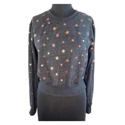  Suéter Spiritual Gangster Gris Brezo Estrellas Doradas Manga Larga EE. UU. S Foto 1 de 4