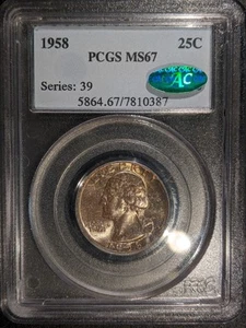 1958 PCGS CAC MS-67 MS67 Washington Viertel schöne Tönung hell glänzend OBH - Bild 1 von 2