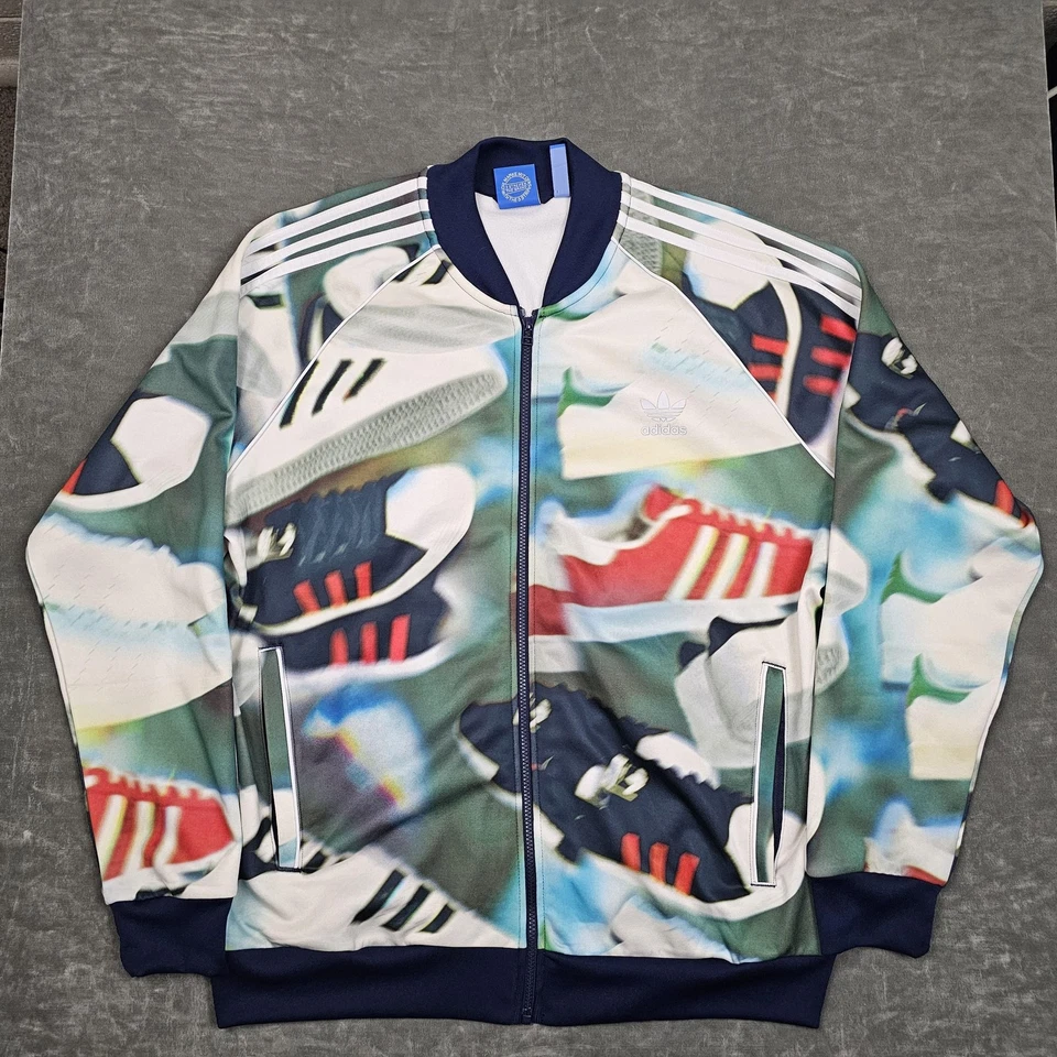 Adidas Originales Chaqueta de Pista Para Hombres 2XL Zapatilla Estampado Cremallera Completa Trifolio 3 Rayas Foto 1 de 4