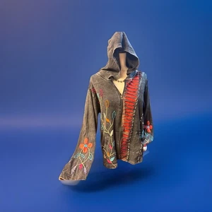 Rising International bestickte Boho Hoodie Jacke Nepal Hippie Festival XL - Bild 1 von 3