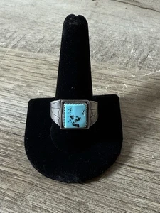 Vintage Joel Gray Navajo Sterling Silver Turquoise Ring Size 10.5 - Picture 1 of 6
