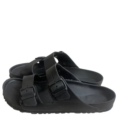 Sandalias Birkenstock Arizona negras de goma EVA para hombre talla 11 cómodas usadas en excelente estado Foto 1 de 4