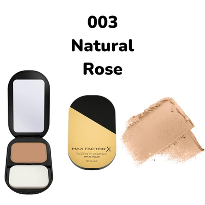 Max Factor Facefinity Compact Foundation 003 Natural Rose Vegan SPF20 - Image 1 of 4
