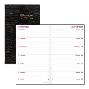 BROWNLINE Essential Two-Week Pocket Planner, Stitched Binding, 6"x3.5", Black - Picture 1 of 1