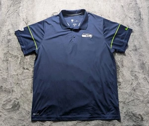 Seattle Seahawks Nike Dri Fit Short Sleeve Polo Shirt Men's Size XL Blue - Picture 1 of 13