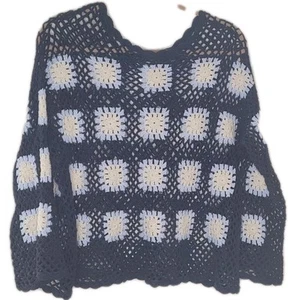 Charlie B Pullover Häkel Granny Squares Netz Frühling/Sommer Navy Selten - Bild 1 von 10