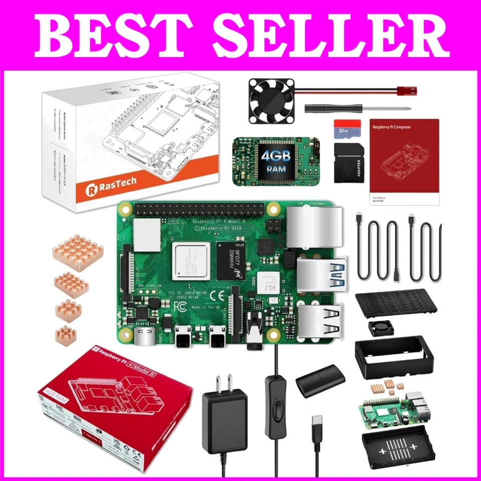 Comprehensive RasTech 4GB Raspberry Pi Starter Kit with Cooling and Accessories - Image 1 of 4