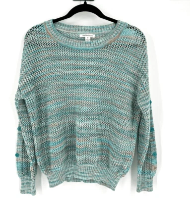 John Paul Richard Women's Beachy Knit Pullover Sweater Green Blue Medium coastal - Image 1 of 4