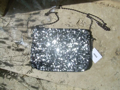sac pochette soirée sequins argents neuve etiquette sortie ceremonie danse a - Photo 1/2