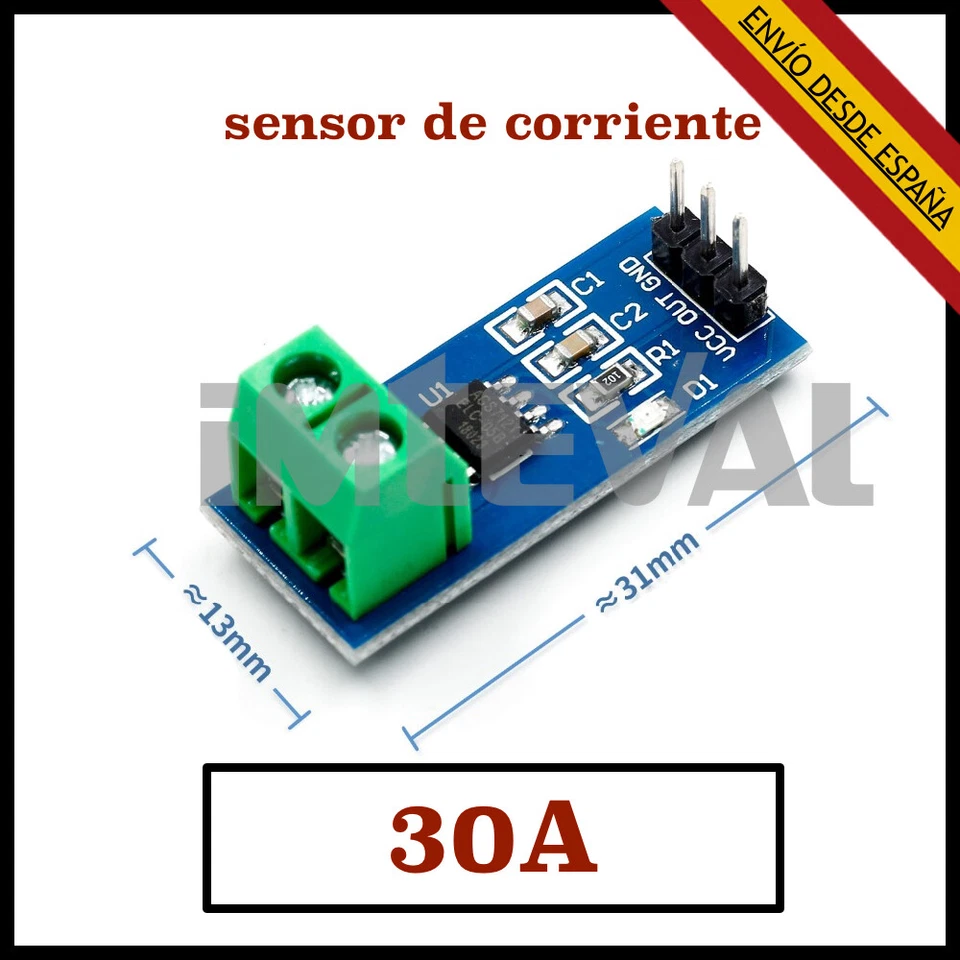  Sensor de Corriente ACS712 AC / DC 30A Arduino  Intensidad Hall Amperímetro  - Imagen 1 de 2