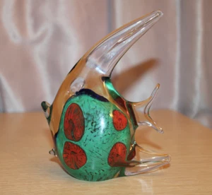 Clear Glass Multicolor Fish Desk Decorative Paperweight Murano Style 6" 1.9lbs - Picture 1 of 8