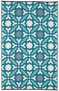 Seville Blue Multicoloured Recycled Plastic Outdoor Rug Waterproof Reversible - Picture 1 of 4