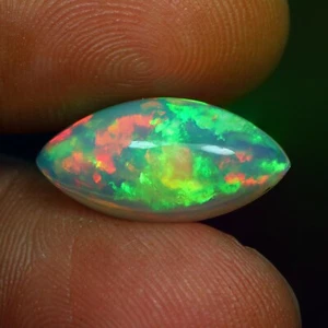 4.51 Ct 3D Thermal Green Wave Pattern 100% Natural White Opal Cab - Picture 1 of 4