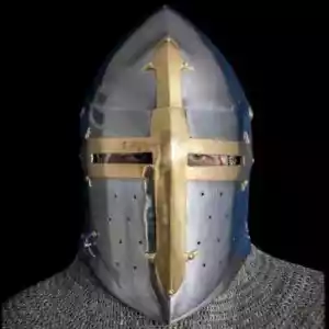 Bascinet "Sugar Loaf" Helmet | Medieval Knight Helmet for LARP & Cosplay | Brass - Picture 1 of 11
