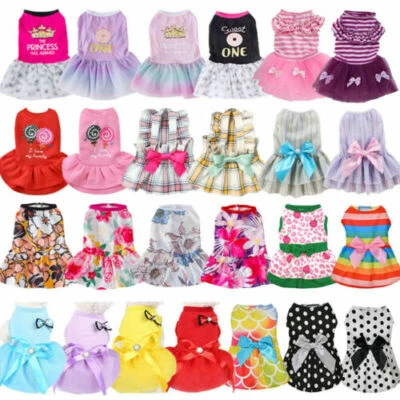 Pequeña Mascota Cachorro Perro Gato Falda de Encaje Princesa Tutú Vestido Ropa de Verano ✔ Foto 1 de 4