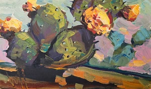 Colorist Art New Painting Cactus Impressionism Landscape Original Deco Hawkins - Picture 1 of 6