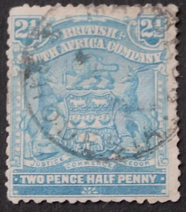 Rhodesia 1898 Due pence e mezzo con francobollo MATOPOS no anno (SC) - Foto 1 di 1