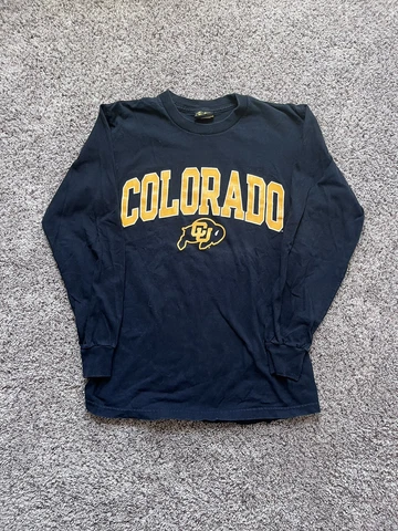 University of Colorado Buffaloes T Shirt Mens Large Black Long Sleeve Cotton Cover