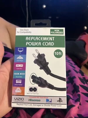 Non Polarized Replacement Power Cord, NEW BOX NEVER OPENED, 10 Feet, Black. - Image 1 of 3
