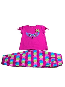 J. Khaki Girls Pink Bubble Cat Glasses T-shirt Pants Set 5 - Picture 1 of 4