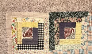 Vintage Cutter Quilt Piece 14” x 23” Log Cabin  Feed Sack Fabrics  #5 - Picture 1 of 13