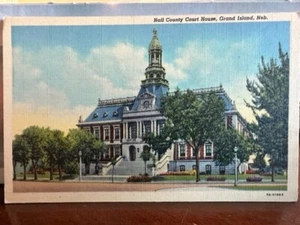 Cartolina Grand Island, Nebraska Hall County, Courthouse inutilizzata Tx - Foto 1 di 2