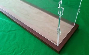 43"L x 7"W x 12"H display case with 3/16" thick acrylic brown wood frame base - Picture 1 of 10