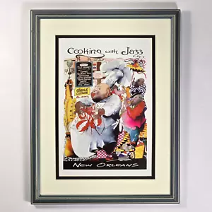 VTG Leo Meiersdorff 1979 "Cooking with Jazz" Matted & Framed Print, New Orleans - Picture 1 of 7