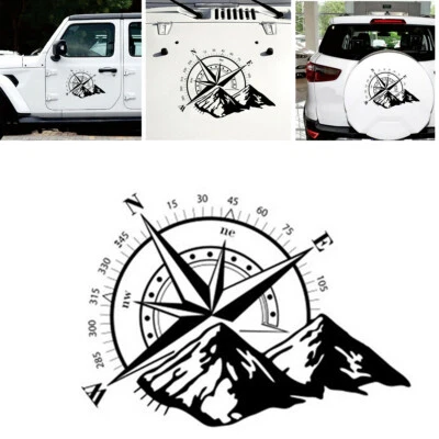 Calcomanía de vinilo Brújula Montaña - Pegatina apta para decoración de ventana de carrocería de camión de coche Foto 1 de 4