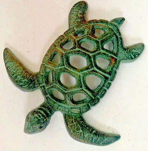 Untersetzer mit Gusseisen Meeresschildkröte Design Tropisch Maritim Vintage Grün Dekor - Bild 1 von 6