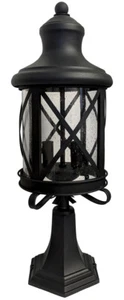 Aluminum Outdoor Exterior Lantern Fixture Black Post Mounted Lighting Pier - Picture 1 of 1