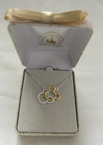 Disney Parks Mickey Icon Duo Drop Necklace Silver and Gold Linked New in Box - Picture 1 of 2