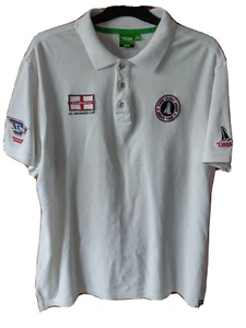 D555 St Georges Cup White Polo T-shirt Size Large green label dtriplefive mens - Picture 1 of 16
