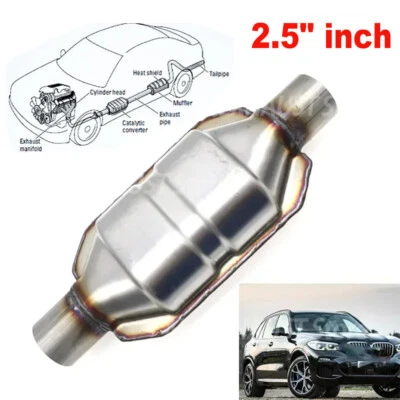 UNIVERSAL 2.5" 6.35CM SPORT CAT CATALYTIC CONVERTER HIGH FLOW 400 CELL STAINLESS - Image 1 of 4
