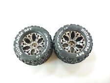 2x Duratrax C2 Sidearm MT 1/10 Monster Truck Tires on 12mm Hex Wheels Used