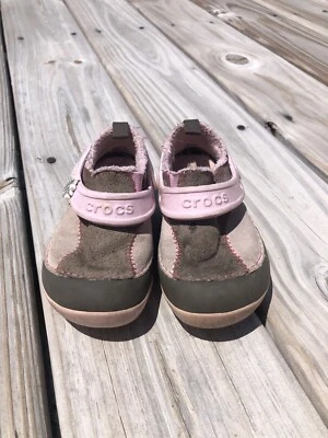 Crocs Clásico Gamuza Rosa y Marrón Invierno Niñas Piel Sintética Talla C8 #10512 Foto 1 de 4