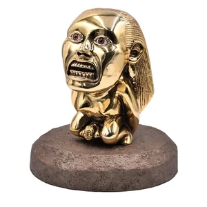 Indiana Jones golden fertility idol Gold-Plated WITH EYES + pedestal - Picture 1 of 11