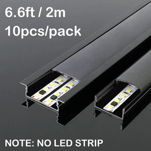 10pcs 6.6ft/2M Each Black Aluminum Channel Holder for LED Strip Track and Cover - Picture 1 of 41