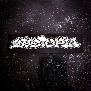 Pegatina de vinilo impermeable con logotipo de Dystopia 1,33 x 5" [ durabilidad HQ] corteza punk - Imagen 1 de 4