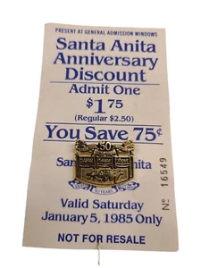 Vintage Santa Anita Rennbahn Jubiläum 5. Januar 1985 auf Original Eintrittskarte - Bild 1 von 3