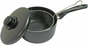 Antihaftbeschichtete Spanpfanne mit Bratkorb & Deckel Friteuse Kochen Topf Topf - Bild 1 von 5