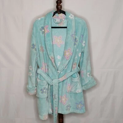 Bata de baño pesada para mujer de Sonoma Intimates talla S con bolsillos con cinturón floral verde Foto 1 de 4