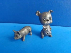 2 MINIATURE PEWTER PIG COLLECTIBLE FIGURES - Picture 1 of 3