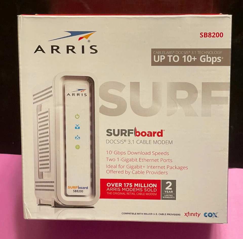 ARRIS SURFboard SB8200 DOCSIS 3.1 Cable Modem - New, Factory Sealed - Image 1 of 3