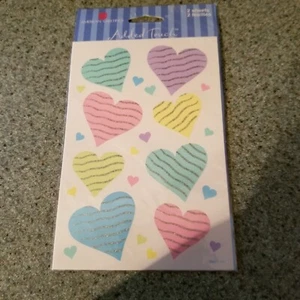 LOT OF 2 VINTAGE AMERICAN GREETINGS LARGE PASTEL HEARTS STICKER SHEET - Picture 1 of 2