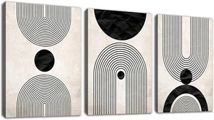 Wall Art Canvas Set Mid Century Boho Pictures Modern Abstract Geometric Wall Dec - Picture 1 of 12