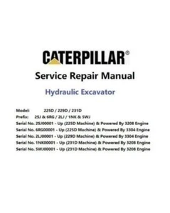 Reparaturanleitung für Caterpillar Cat 225D, 229D, 231D (2SJ & 6RG, 2LJ, 1NK & 5WJ) - Bild 1 von 1
