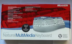 Vintage Microsoft Wired PS/2 Natural Multimedia Ergonomic Keyboard - French - Picture 1 of 4